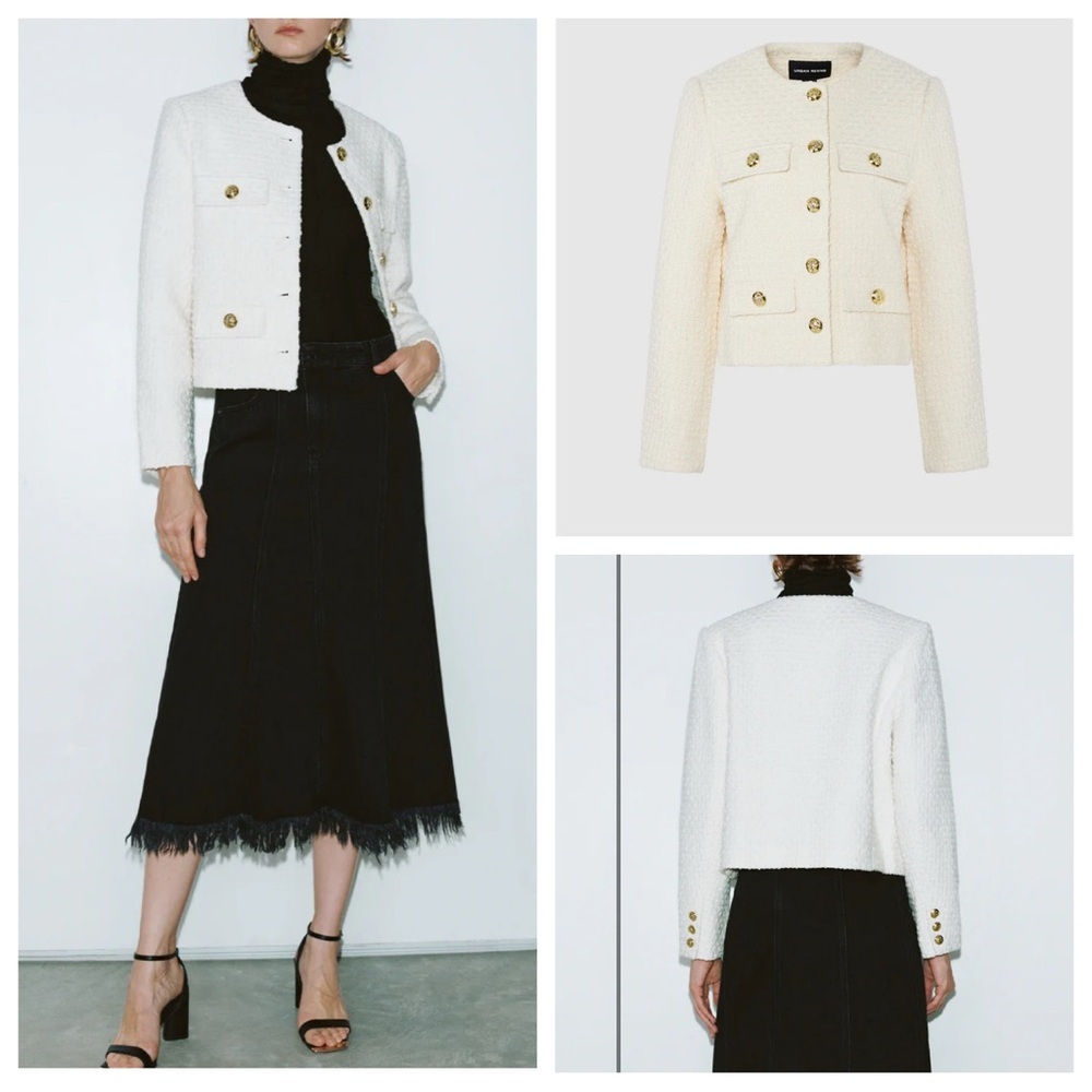 Classic Cream Tweed Cropped Blazer